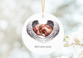 Hungarian vizsla dog asleep with angel wings printed onto a aluminium ornamentboth sides and personalised with a name ,it hangs with a decorative ribbon