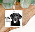 Decorative Air Freshener with a black Labrador dog and 'LOVE Black Labradors' printed on both sides