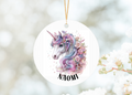 A Carousel Unicron printed both sides of this round Aluminium ornament and personalised with a name