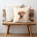 Rhodesian Ridgeback dog Printed onto one side of a cream cushion cover and personalised with a name