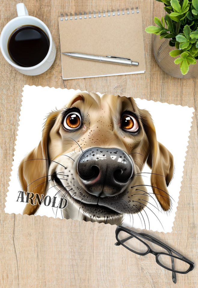 Cartoon Grey hound Personalised Glasses cleaner