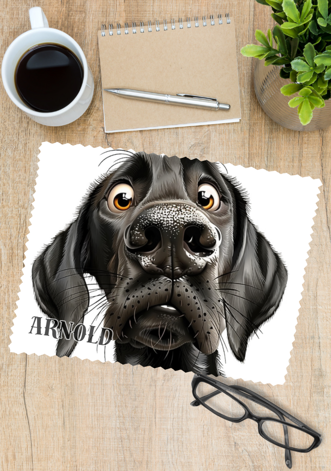 Cartoon Black Labrador Personalised Glasses cleaner