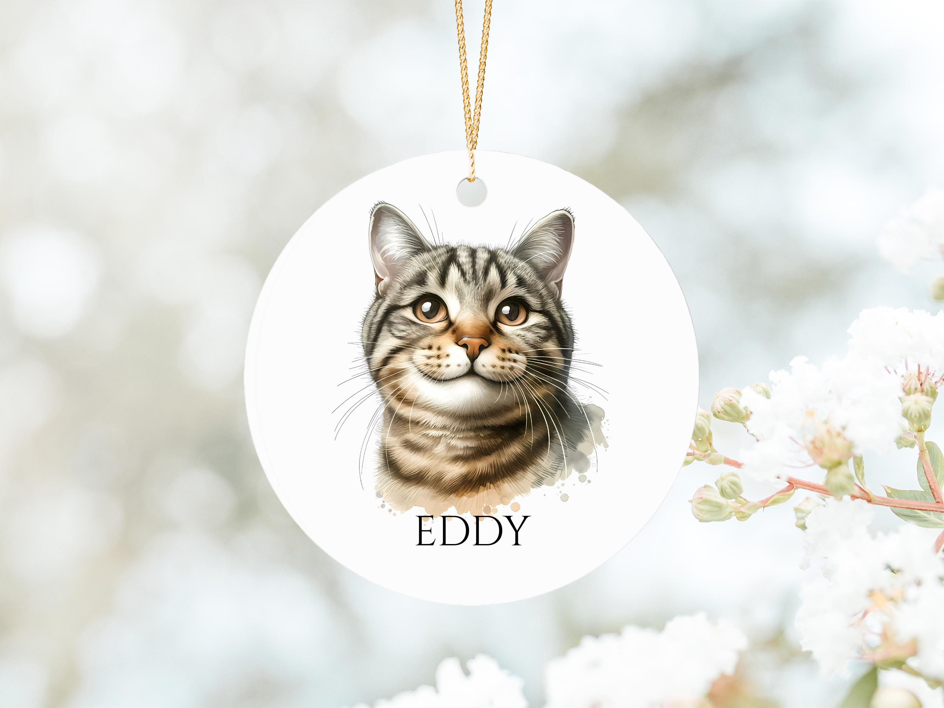 A beautiful Aluminium ornament printed both sides and personalised with a name 7cm diameter comes with a random coloured ribbon