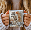 a_brown_wild_wolf_running_in_the_autum_forest_printed_onto_a_ceramic_mug_and_personalised_the_pet_printing_company