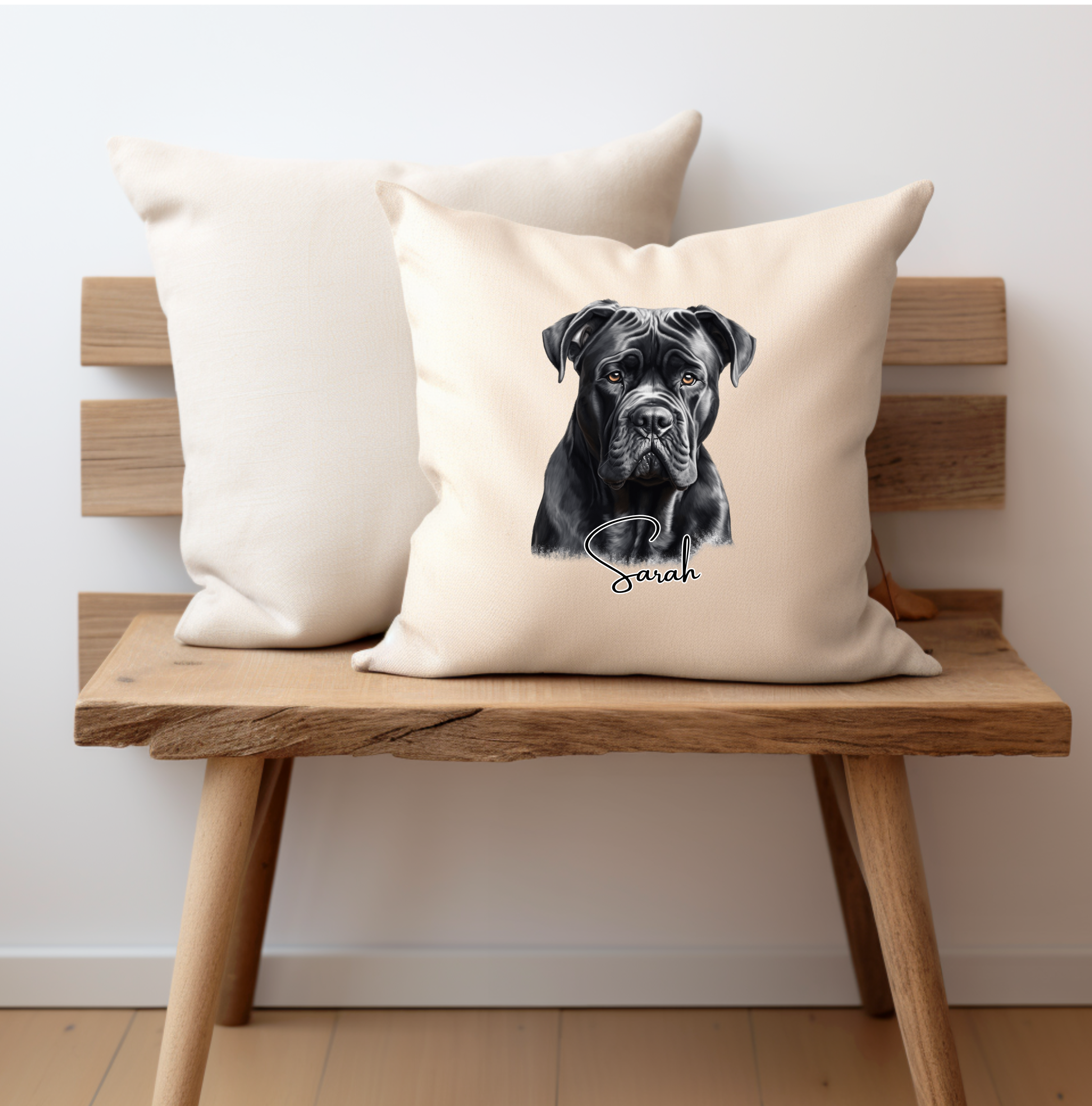 Cane Corso Dog Printed onto a Cushion cover Personalised with a name, printed on one side with a zip opening 40cm ,The pet printing company