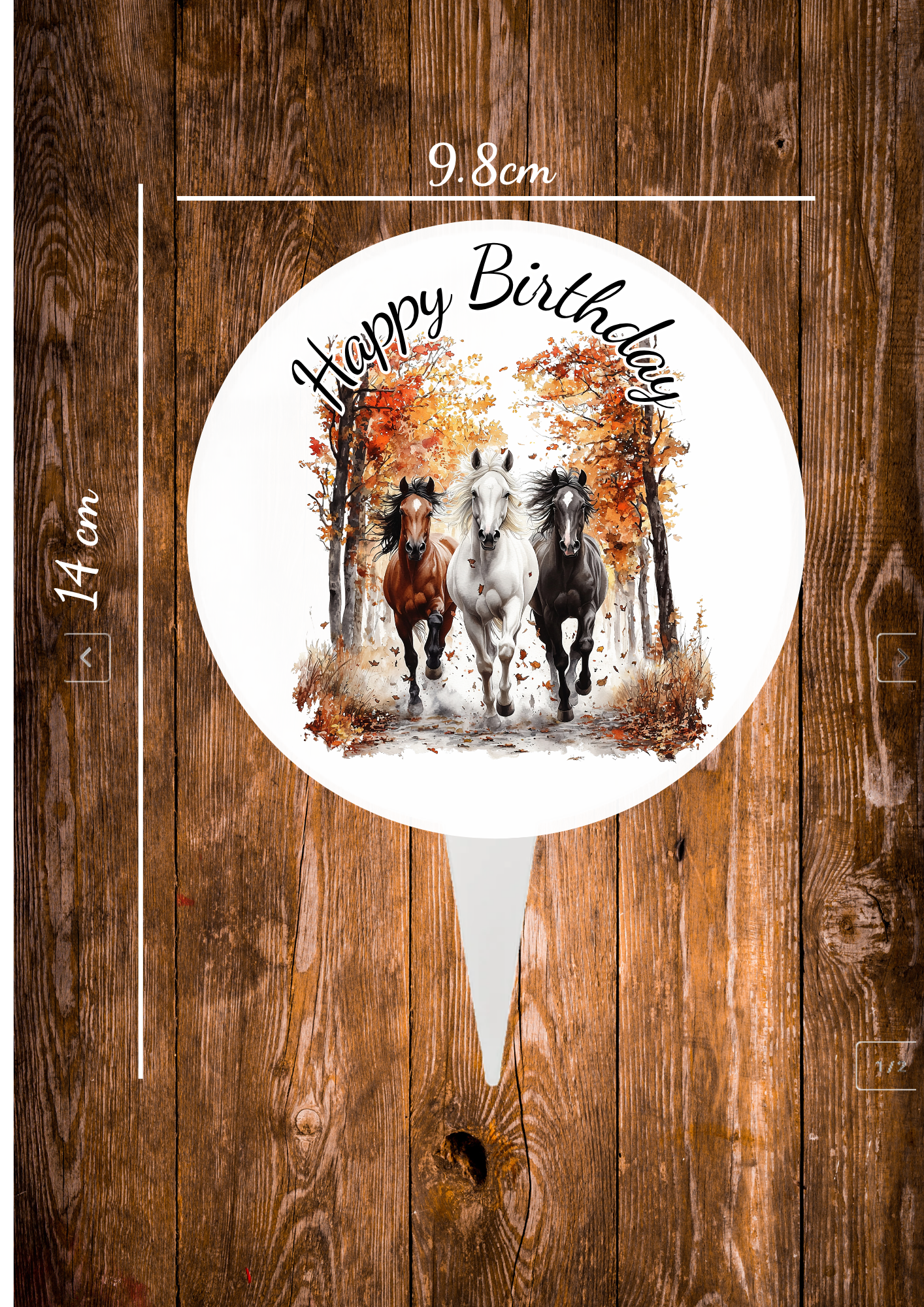 Autumn Horses Happy Birthday Cake Topper