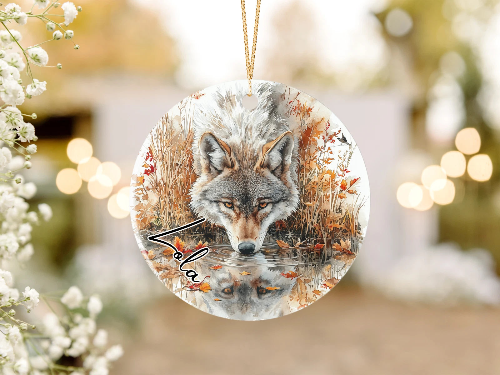 Wild Wolf Personalised Hanging Ornament