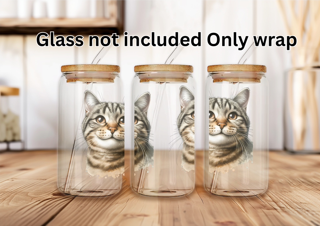 Tabby cat Wrap Do it yourself for mugs ,glasses libbey cups