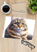 Tabby cat glasses cleaner printed one side and personalised with a name 